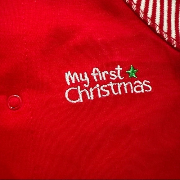 Little Me NEW My First Christmas Embroidered Onesie Size 6 Months - Picture 7 of 8